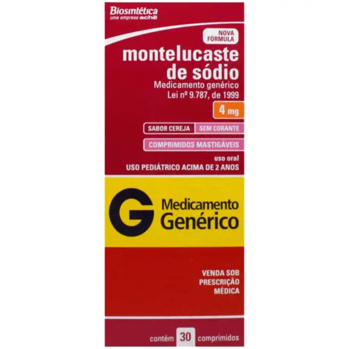 MONTELUCASTE DE SÓDIO 4MG C/30 COMPRIMIDOS BIOSINTÉTICA