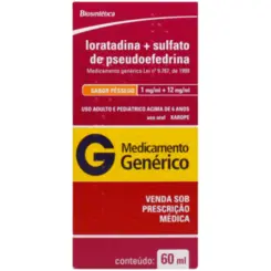 LORATADINA + PSEUDOEFEDRINA 1MG + 12MG/ML  XAROPE BIOSINTÉTICA  60ML