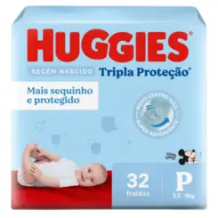 FRALDA HUGGIES TRIPLA PROTEÇÃO P C/32 UNIDADES