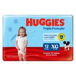 FRALDA HUGGUIES  TRIPLA PROTEÇÃO JUMBINHO XG  12 UNIDADES