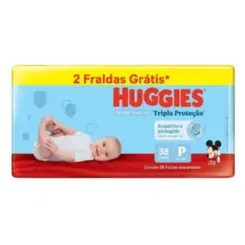 FRALDA HUGGIES TRIPLA PROTECÃO P C/38 FRALDAS DESCARTÁVEIS