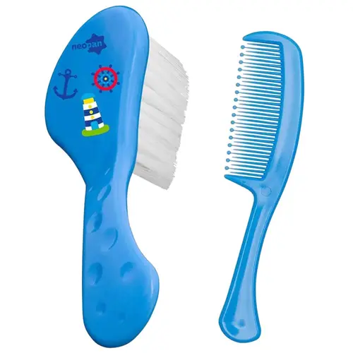 KIT ESCOVA + PENTE  INFANTIL NEOPAN AZUL