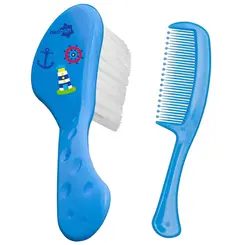 KIT ESCOVA + PENTE  INFANTIL NEOPAN AZUL