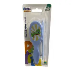 KIT ESCOVA + PENTE INFANTIL PARA CABELO AZUL DINOSAURO PETITA