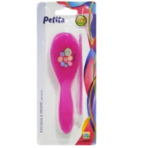 KIT ESCOVA + PENTE INFANTIL ROSA PETITA