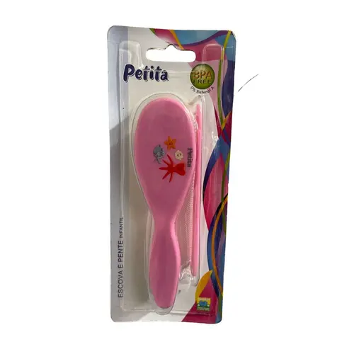 KIT  ESCOVA + PENTE INFANTIL ROSA PETITA