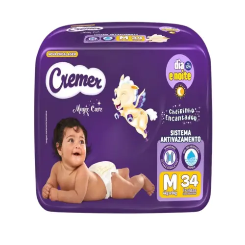 FRALDA CREMER MEGA M C/34 UNIDADES