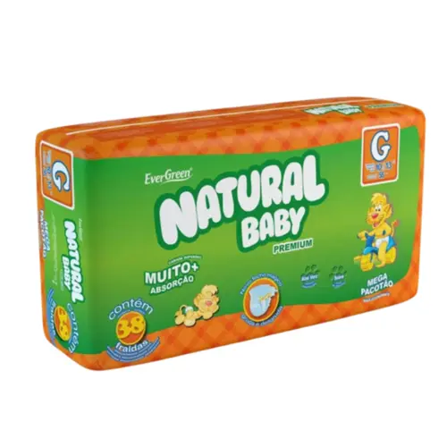FRALDA  NATURAL BABY PREMIUM TAM G C/ 38 UNIDADES