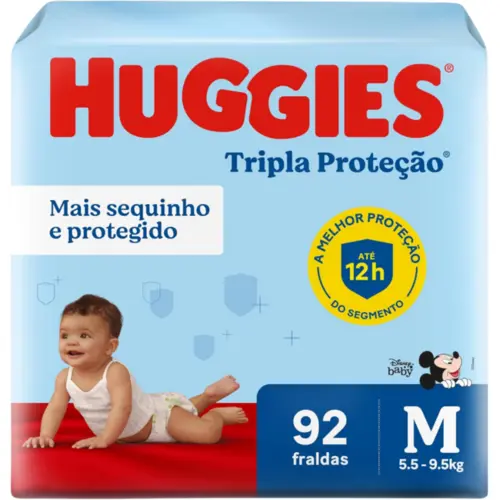 FRALDA HUGGIES  HIPER  M COM 92 UNIDADES