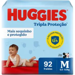 FRALDA HUGGIES  HIPER  M COM 92 UNIDADES