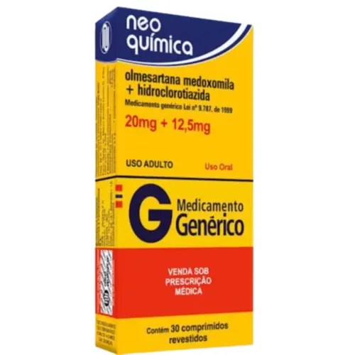 OLMERSARTANA MEDOXOMILA + HIDROCLOROTIAZIDA 20 MG + 12,5MG C/30 COMPRIMIDOS NEO QUÍMICA
