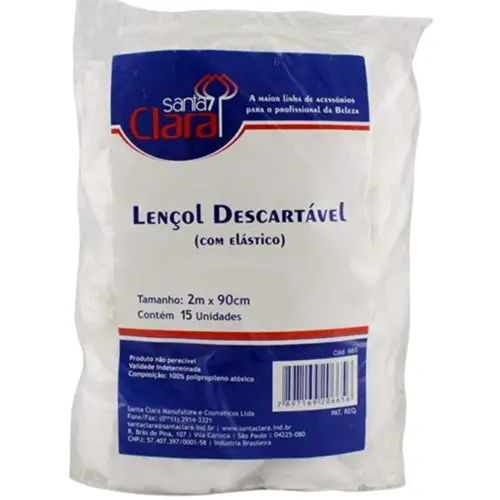 LENÇOL DESCARTÁVEL SANTA CLARA SEM ELÁSTICO C/15 UNIDADES