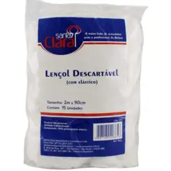 LENÇOL DESCARTÁVEL SANTA CLARA SEM ELÁSTICO C/15 UNIDADES