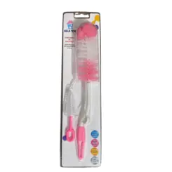CONJUNTO DE ESCOVA PARA LIMPEZA DE MAMADEIRA VILA TOY ROSA