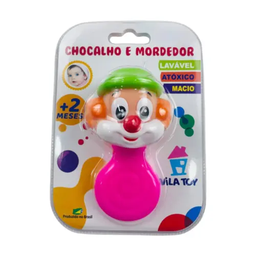 CHOCALHO E MORDEDOR PALHAÇO SORTIDO VILA TOY