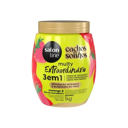 CREME 3 EM 1 CACHOS DOS SONHOS MULTY EXTRAORDINÁRIO  SALON LINE MORANGO 1KG