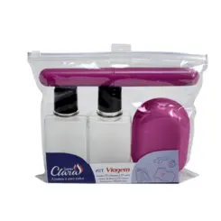KIT VIAGEM SANTA CLARA ROSA COM 4 PEÇAS
