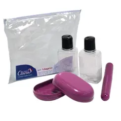 KIT VIAGEM SANTA CLARA ROSA COM 4 PEÇAS