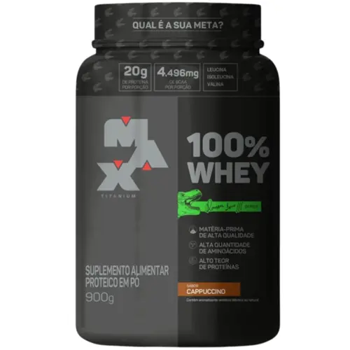 WHEY 100%  CAPPUCCINO POTE MAX TITANIUM 900G