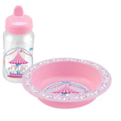 KIT REFEIÇÃO  PAPINHA COPO 270ML + PRATO E 2 COLHERES PETITA  ROSA