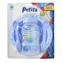 KIT REFEIÇÃO PRATO + COPO270ML+ 2 COLHERES   AZUL PETITA