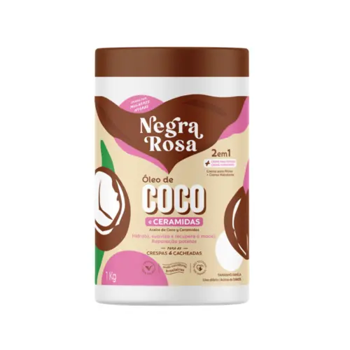 CREME 2 EM 1 NEGRA ROSA ÓLEO DE COCO 1KG