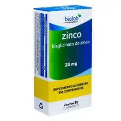 ZINCO QUELATO 20MG C/30COMPRIMIDOS BIOLAB