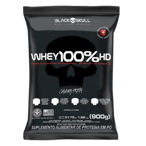 WHEY 100% BLACK SKULL MORANGO 900G