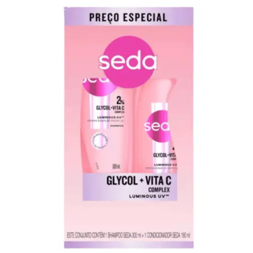 KIT SHAMPOO 300ML + CONDICIONADOR  190ML GLYCOL SEDA