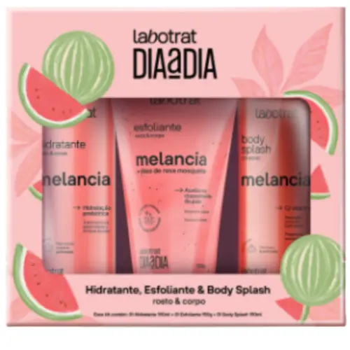 KIT HIDRATANTE 190ML  + ESFOLIANTE 150G + BODY SPLASH 190ML LABOTRAT MELANCIA