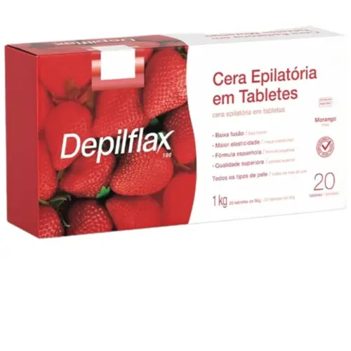 CERA QUENTE DEPILATÓRIA EM BARRA  DEPILFLAX MORANGO 1KG