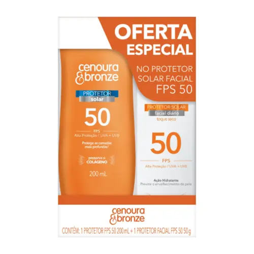 KIT PROTETOR CENOURA FPS30 & BRONZE  200ML + FACIAL 50G