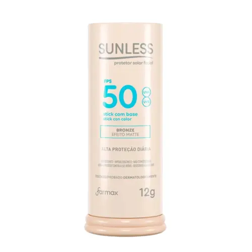 PROTETOR  SOLAR  FACIAL SUNLESS STICK FPS 50 BASE CLARA 12G