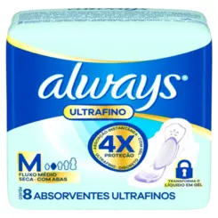 ABSORVENTE ALWAYS ULTRAFINO COM ABAS C/8 UNIDADES