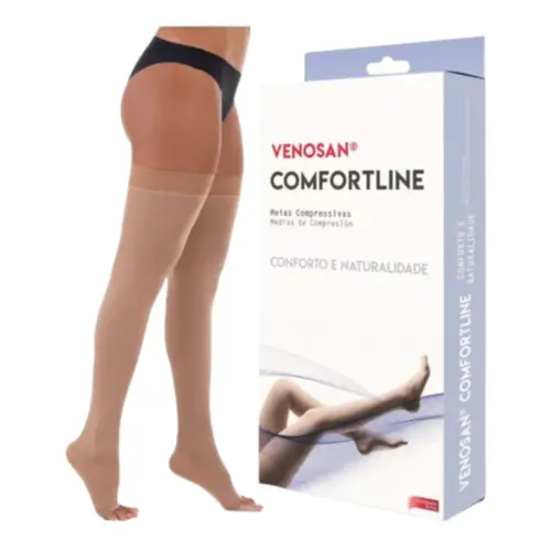 MEIA DE COMPRESSÃO VENOSAN COMFORTLINE 20-30 AGH P CURTA  PÉ ABERTO BEGE