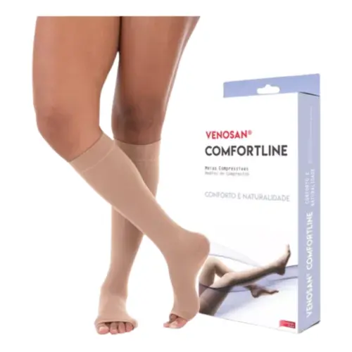 MEIA DE COMPRESSÃO VENOSAN COMFORTLINE 20-30  AD P LONGA PÉ ABERTO BEGE