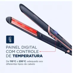 PRANCHA ALISADORA INFRARED AZUL/GOLDEN ROSE  MONDIAL