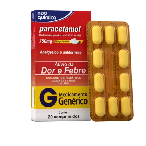 PARACETAMOL 750MG  C/20 COMPRIMIDOS NEO QUÍMICA
