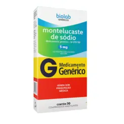 MONTELUCASTE DE SÓDIO 5MG C/30 COMPRIMIDOS MÁSTIGÁVEIS BIOLAB