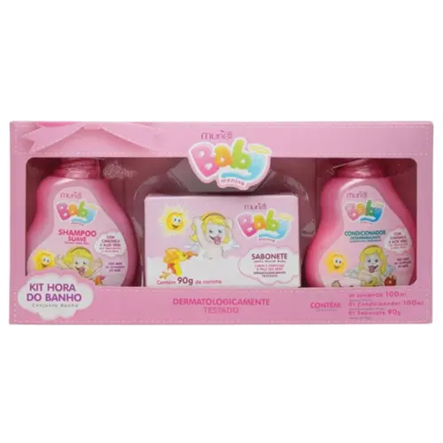 KIT HORA DO  BANHO  MURIEL BABY MENINA SHAMPOO + CONDICIONADOR + SABONETE