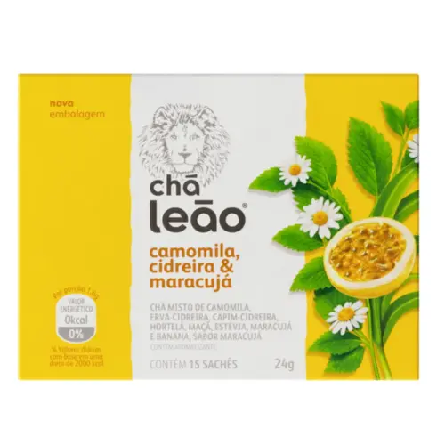 CHÁ MISTO LEÃO  CIDREIRA,CAMOMILA E MARACUJÁ  C/15 SACHÊS