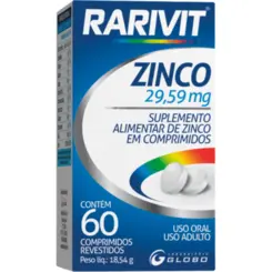 RARIVIT ZINCO 29,59MG  C/60COMPRIMIDOS