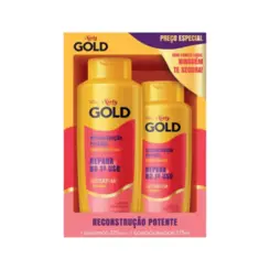 KIT SHAMPOO 275ML  + CONDICIONADOR 175ML RECONTRUÇÃO NIELY GOLD