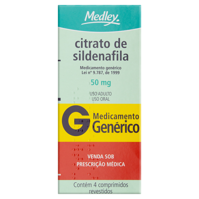CITRATO DE SILDENAFILA 50MG C/4 COMPRIMIDOS REVESTIDOS MEDLEY - MEDLEY ...