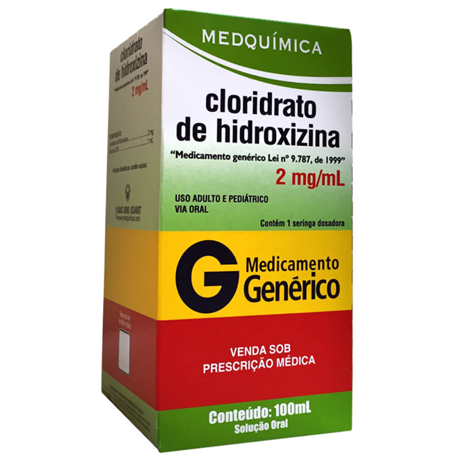 DICLORIDRATO HIDROXIZINA 2MG/ML 100ML MEDQUÍMICA - MEDQUIMICA INDUSTRIA
