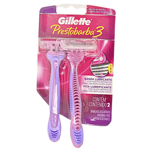 APARELHO DE DEPILAÇÃO GILLETTE PRESTOBARBA 3 FEMININO C/2 UNIDADES ...