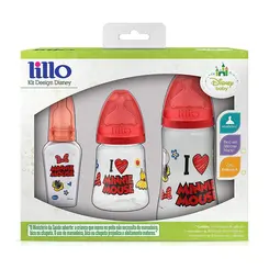 KIT MAMADEIRA MINNIE MOUSE COM 3 UNIDADES LILLO 50ML, 180ML E 300ML REF-305931