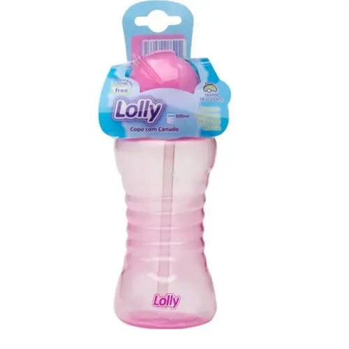 COPO TREINAMENTO COM CANUDO ROSA LOLLY 300ML