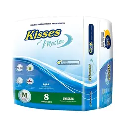 FRALDA USO ADULTO M COM 8 UNIDADES KISSES MASTER
