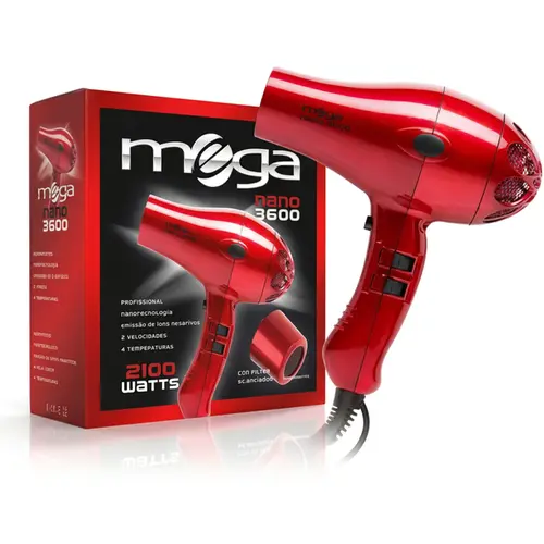 SECADOR COMPACTO CERAMIC ION VERMELHO NANO 3600 MEGA